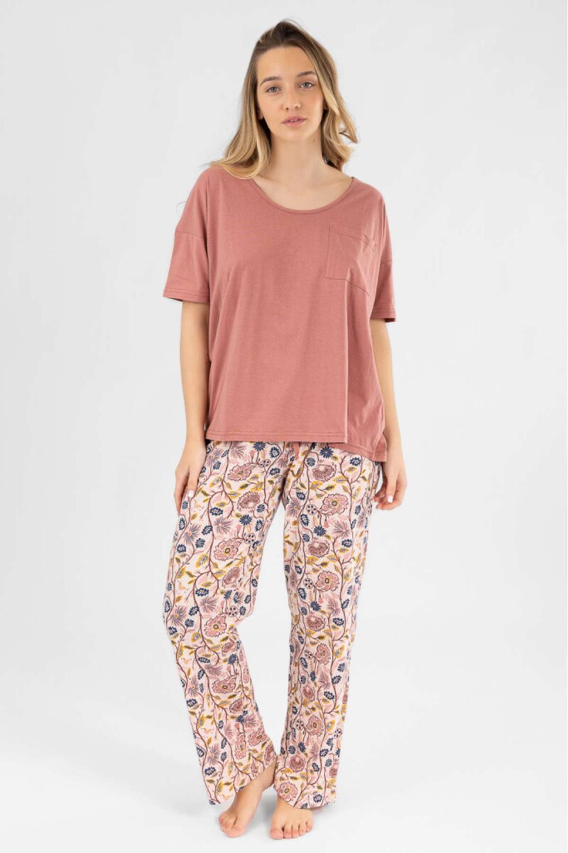 Pijama faustina pantalon - Rosa antique 