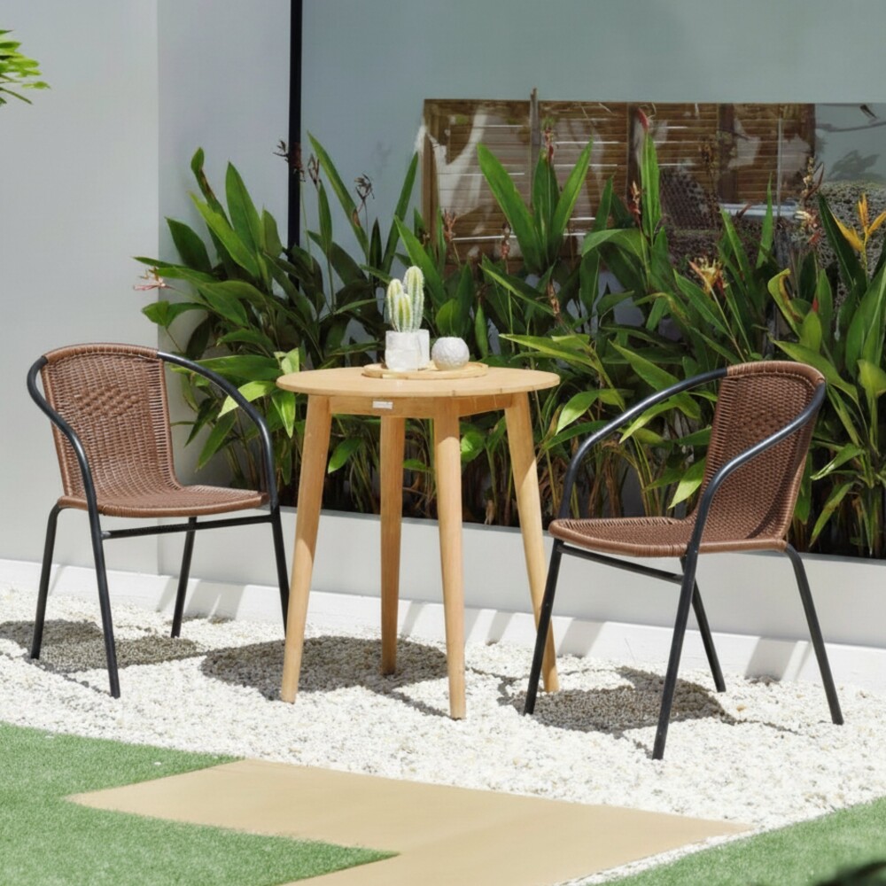 Sillas Símil Ratán con Mesa de Eucaliptus - Nassau Marrón
