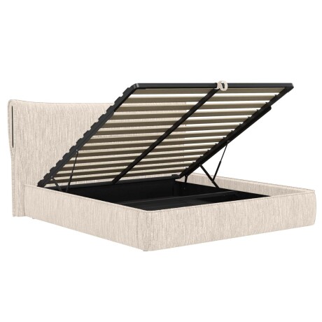 CAMA C/BAÚL 2 PLAZAS MADERA-Y-TELA NATURAL-BEIGE ZAFIRO