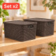 Set x2 Caja simil ratán 15 lts CHOCOLATE