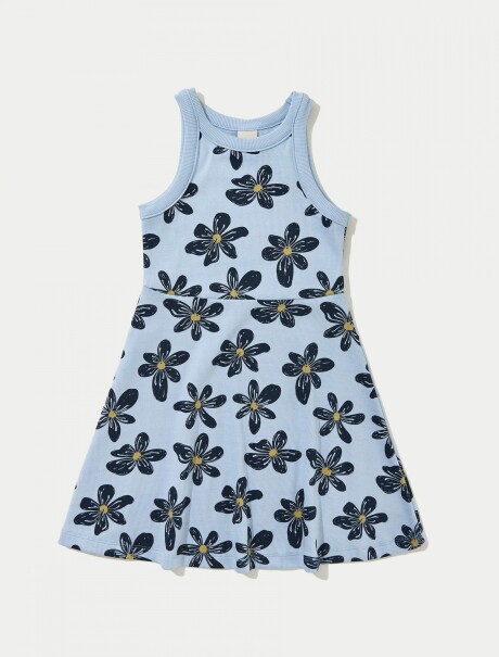 VESTIDO INFANTIL CON ESTAMPADO AZUL