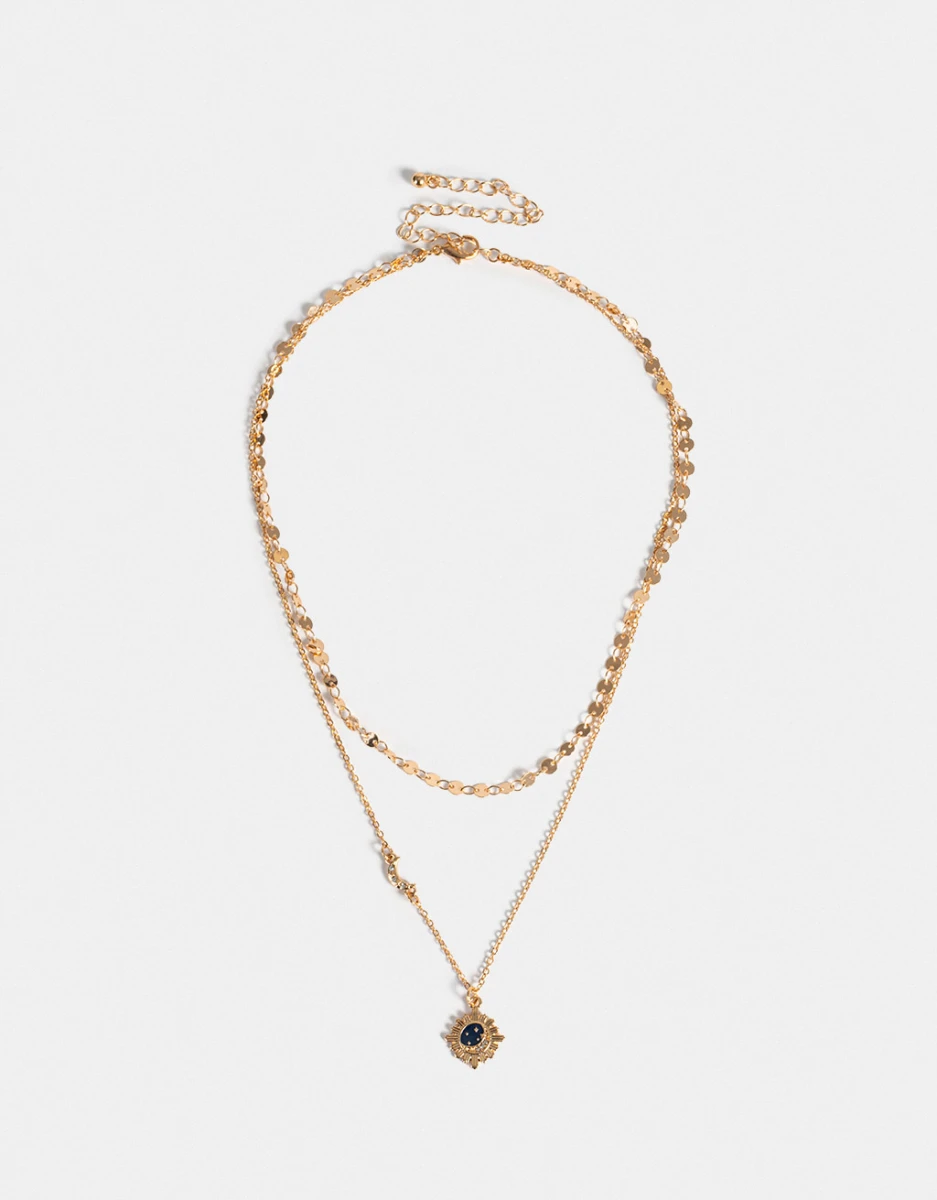 Collar Con Dije Con Luna Y Estrellas 