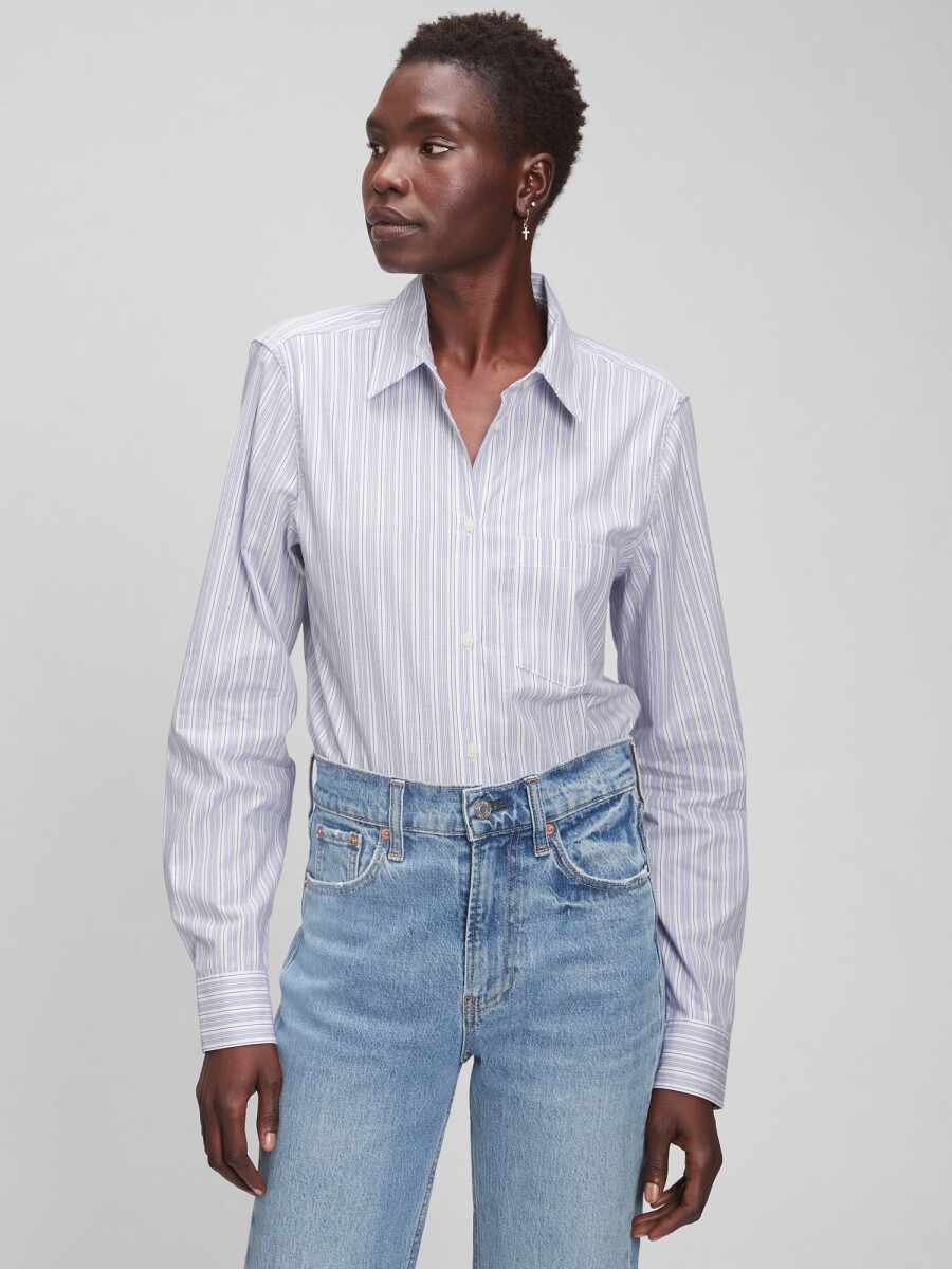 Camisa Clásica Mujer - Blue Stripe 