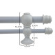 Barrote cortina metal EuroClassic DUO 1,5m + 2 soportes BLANCO