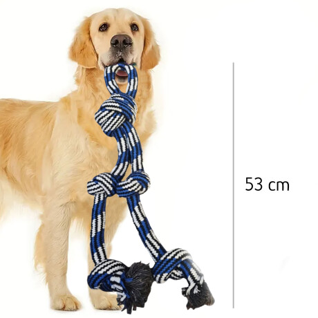 Juguete Cuerda de Morder Doble Grande con Nudos para Perros Azul