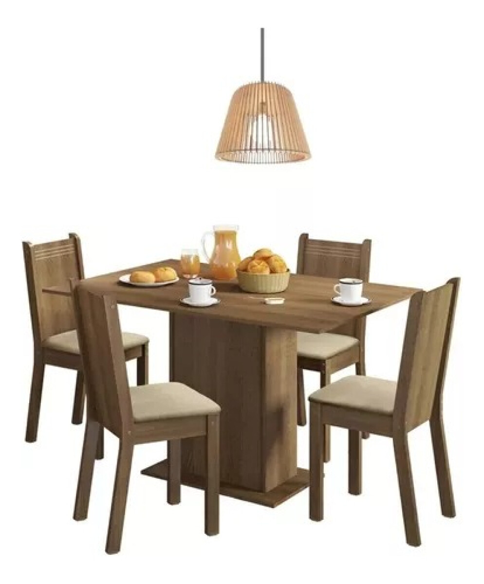 Juego De Comedor 4 Sillas Mesa Living Comedor Tapizado Lexi - Marrón 