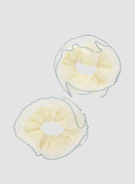 Pack x 2 gomita de pelo plizada Celeste