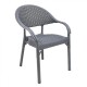 Juego de jardín 6 sillas con apoya brazo + mesa GRIS