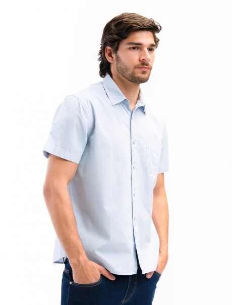 Camisa Algodón con Bolsillo Barcelona Celeste