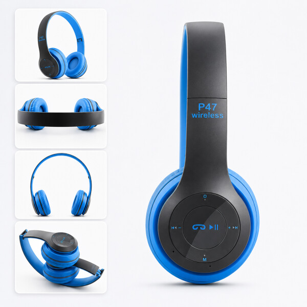 Auriculares Inalámbricos Bluetooth Con Microsd Y Fm Bt P47 AURICULAR BT P47 CELESTE