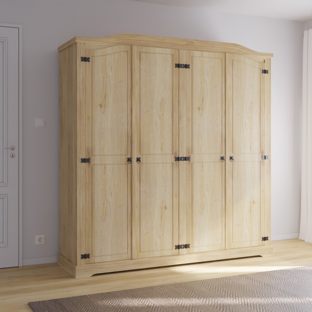 Ropero Curvo 4 Puertas - Linea Mexicana Natural