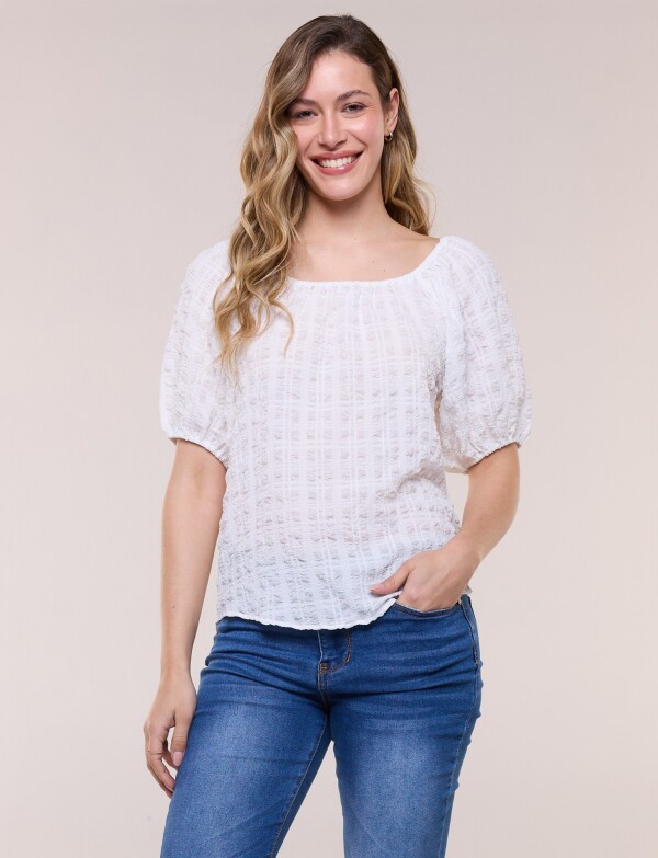 Blusa Texturada Manga Balloon CRUDO