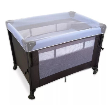 Practicuna Plegable Con Mosquitero Y Ruedas - Tinok Gris/Celeste