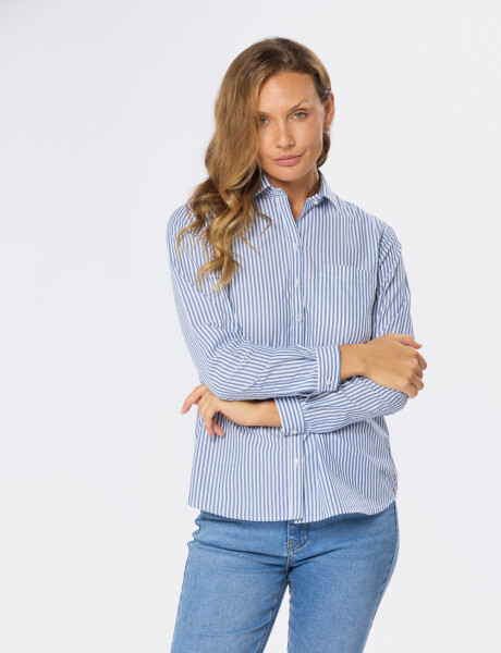 CAMISA HOLGADA RAYADA Azul