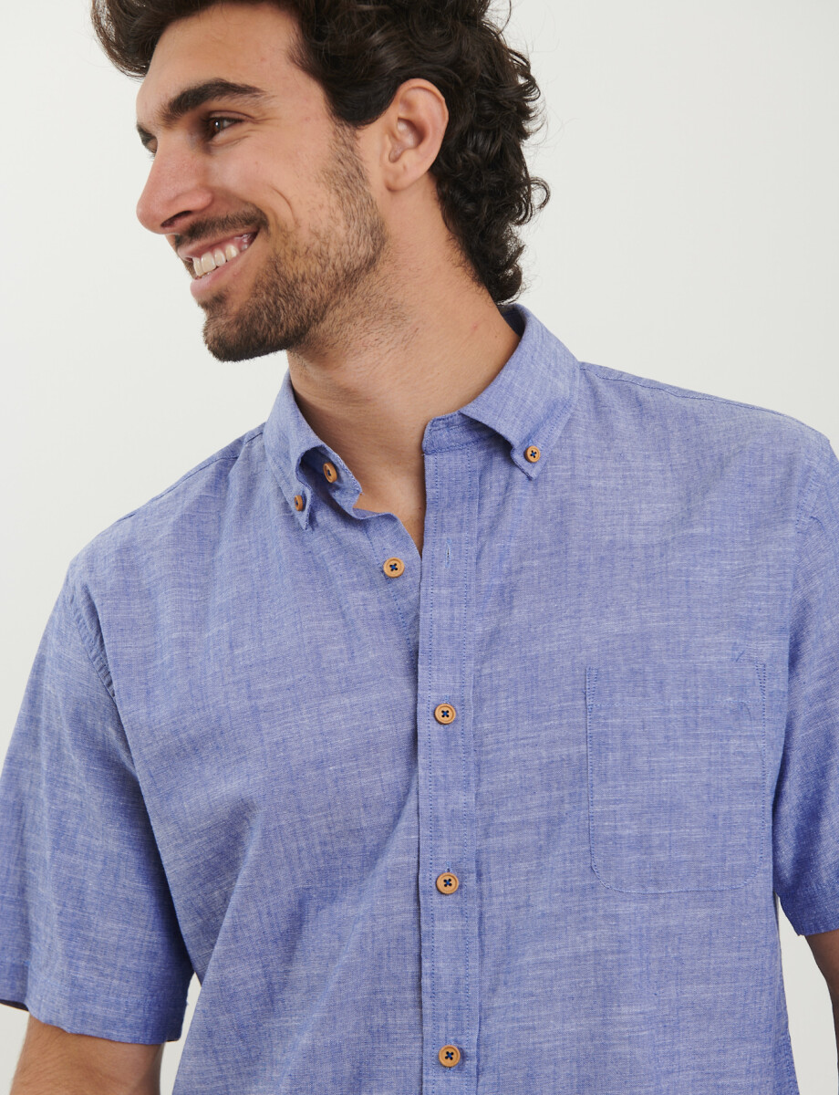 012506 CAMISA HARRINGTON LABEL Azul Piedra Melange