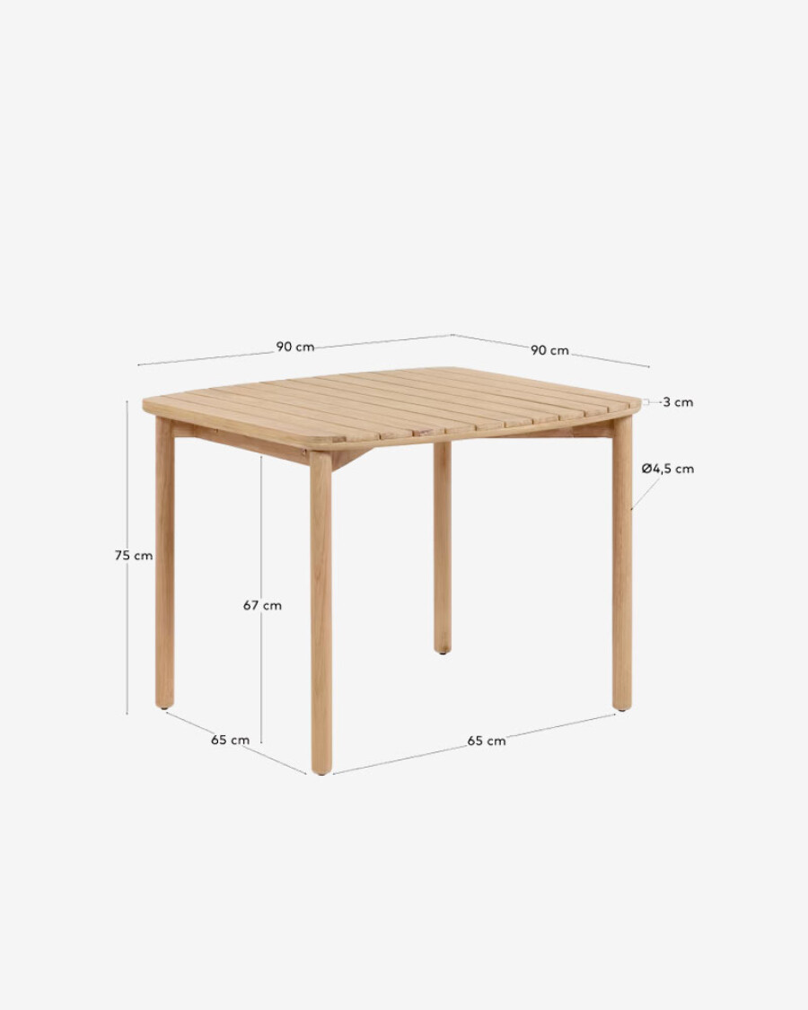 Mesa Sheryl de madera maciza de eucalipto 90 x 90 cm FSC 100% Mesa Sheryl de madera maciza de eucalipto 90 x 90 cm FSC 100%