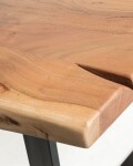 Mesa Alaia 200 x 95 cm madera maciza de acacia patas de acero acabado negro