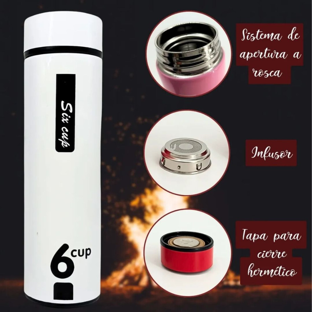 Mini Termo Viajero Con Infusor Azul