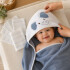 Set Toalla Con Capucha Bebé Ballena + 6 Toallitas Algodón Color Azul