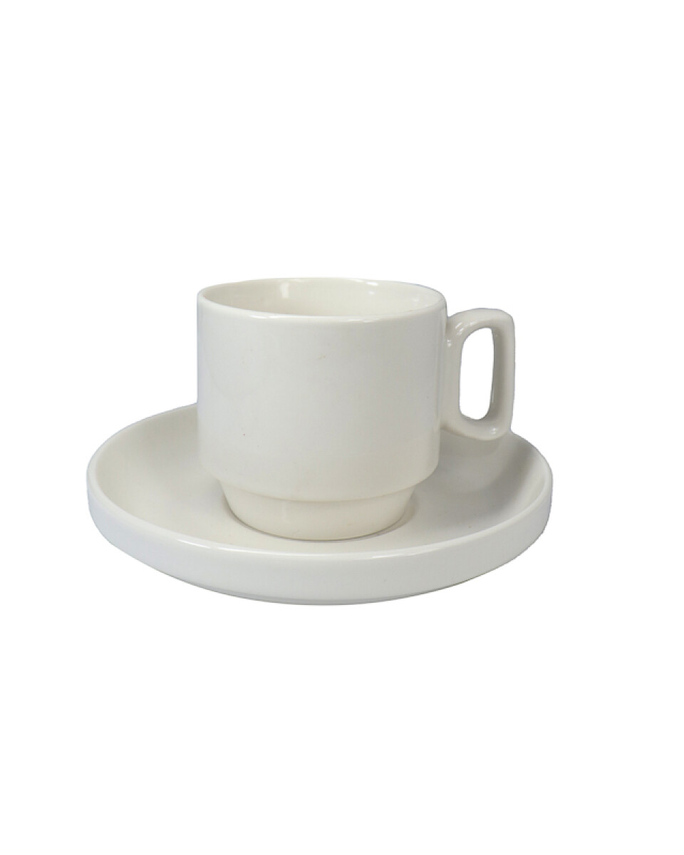 Taza Café c/plato Ceramica Blanca 7.7*7cm 