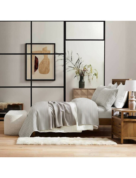 JUEGO DE SABANAS ALGODON 180H QUEEN 160x200+35CM RAYAS GRIS CANNON JUEGO DE SABANAS ALGODON 180H QUEEN 160x200+35CM RAYAS GRIS CANNON