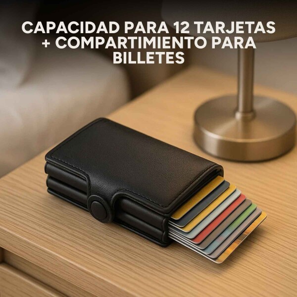 Billetera Anti Clonación Doble Tarjetero Con Rfid Metalica Color Negro