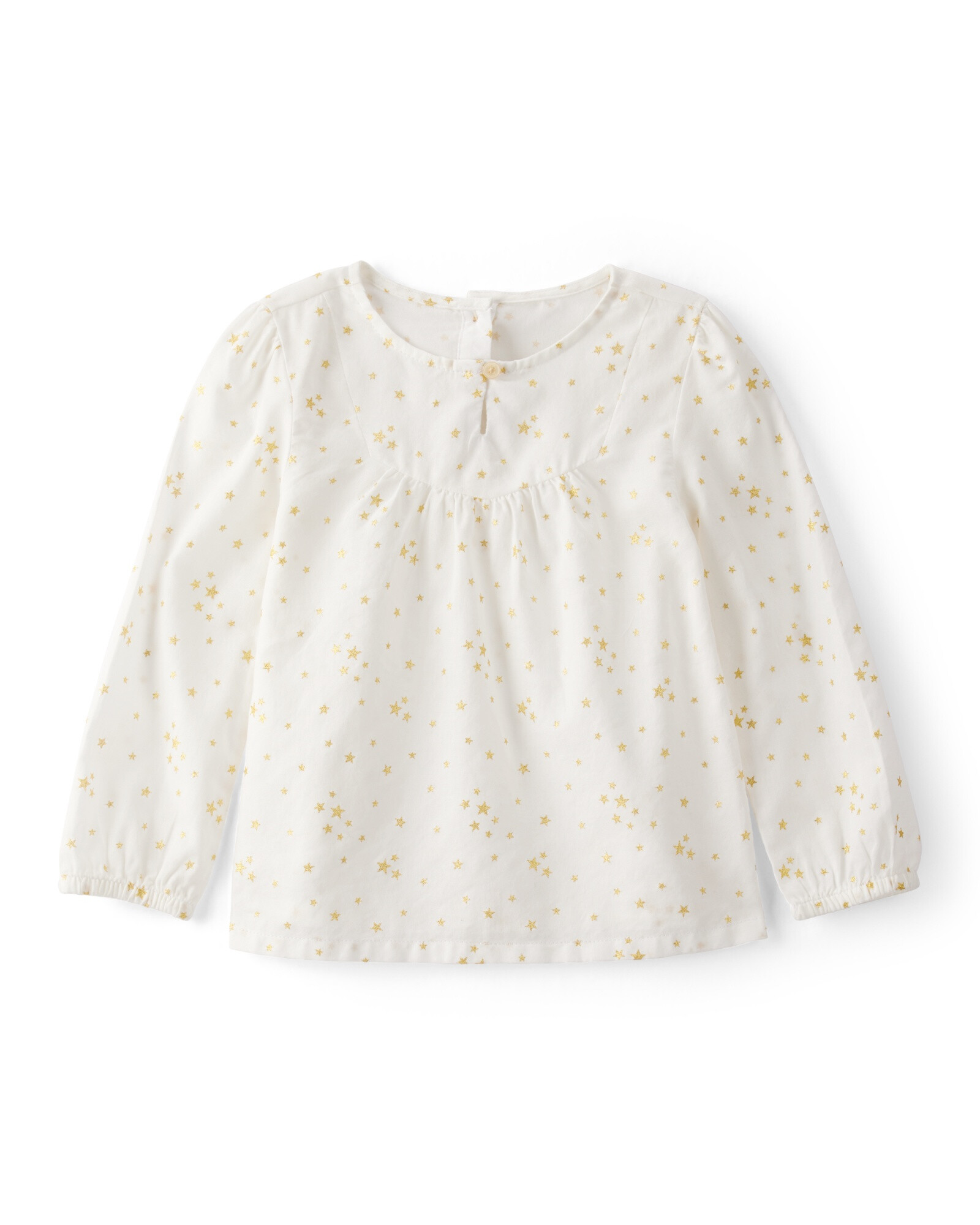 Blusa de algodón, manga larga, diseño estrellas Sin color