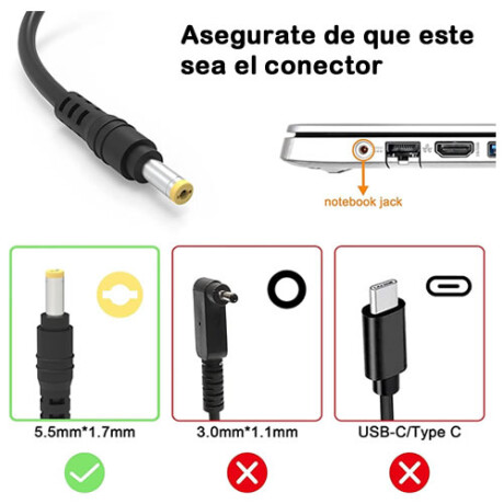 Cargador Acer P/ Es1, Es5, V5, Aspire 5320 4720 5510 7740 Y+ Cargador Acer P/ Es1, Es5, V5, Aspire 5320 4720 5510 7740 Y+