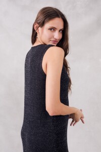 Vestido Halter Tejido Lurex Negro
