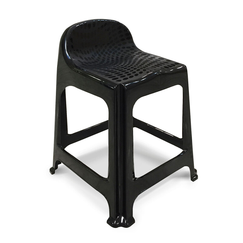 Set x2 Banqueta con respaldo apilable resistente NEGRO