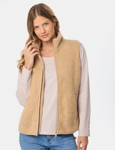 CHALECO TEJIDO CORDERITO Beige