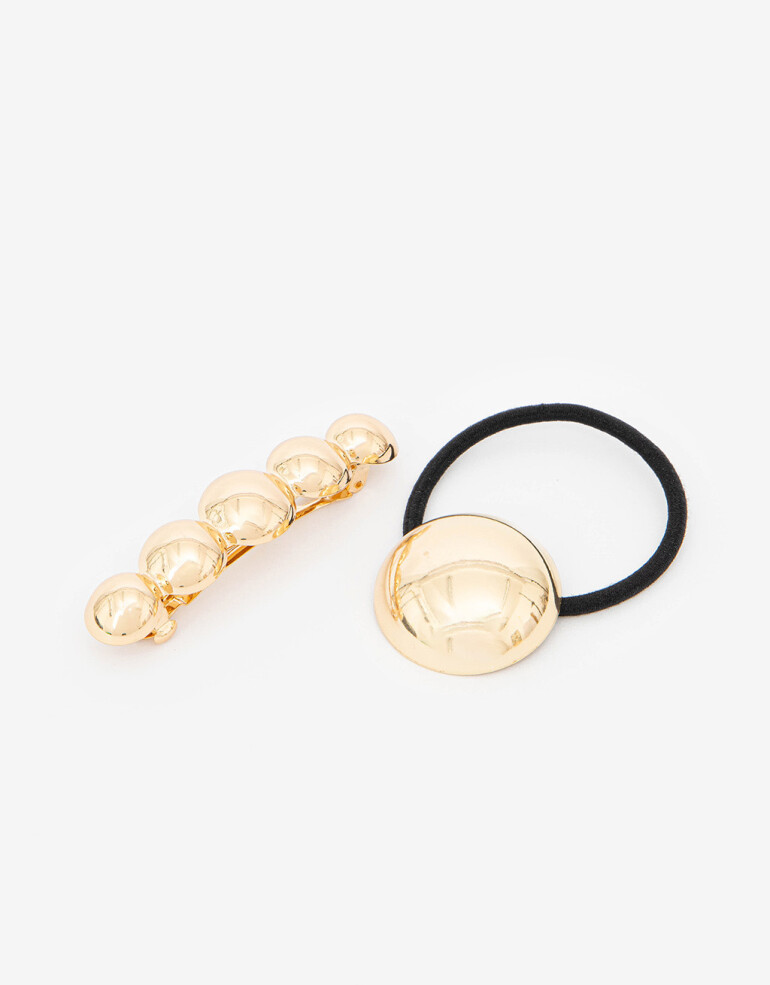 Accesorios Pelo Set Varios Set De Gomita Y Hebilla Francesa - Dorado
