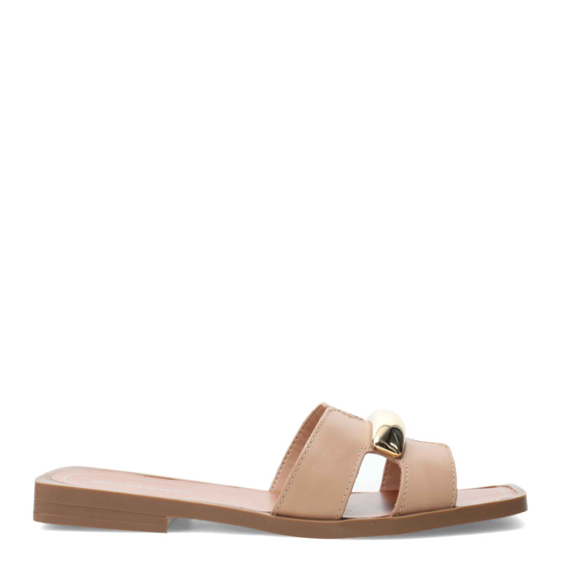 Sandalias de Mujer Bottero Slide con Detalle Metálico Marrón - Marrón Claro