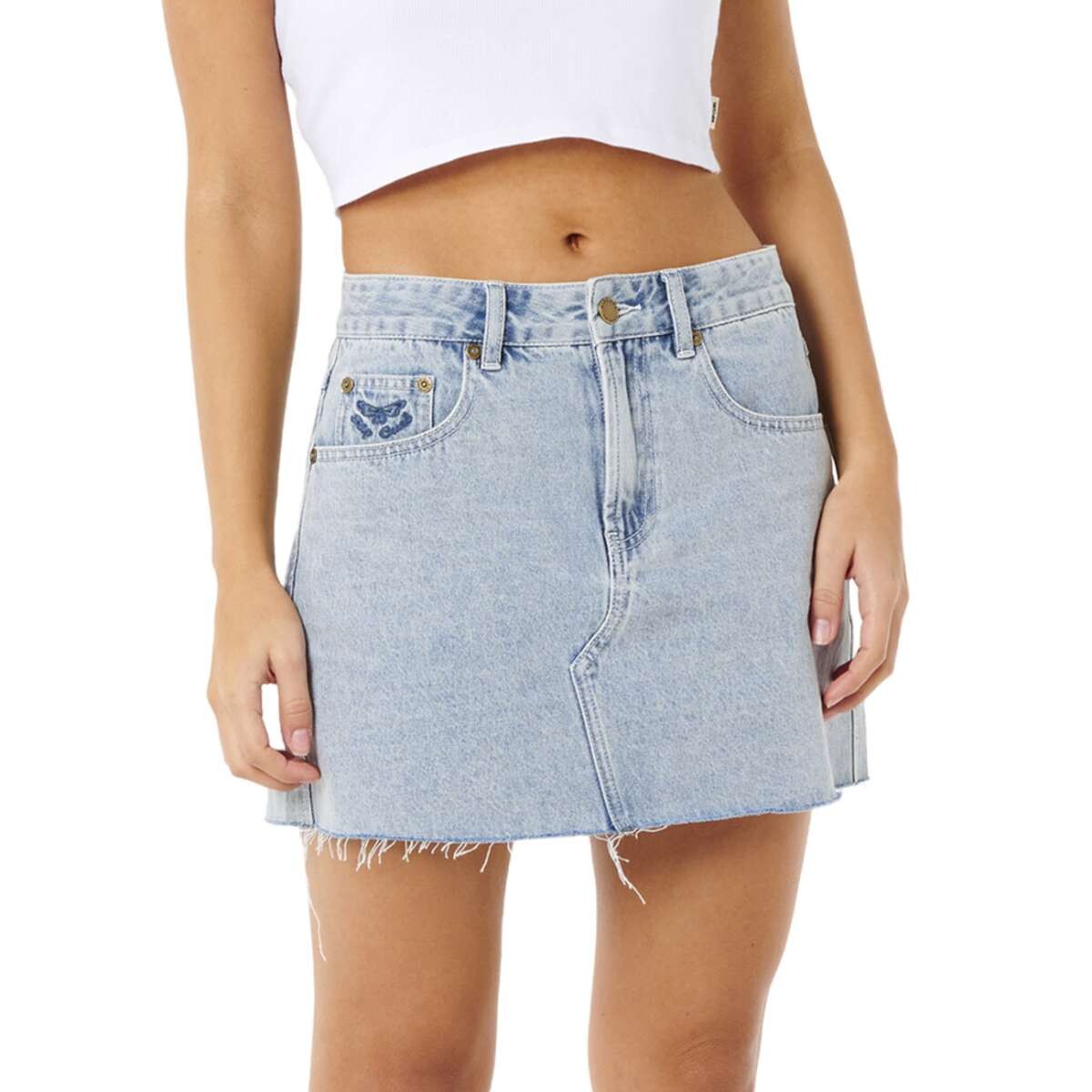 Pollera Rip Curl Tabby Denim Mini Skirt - Azul 