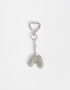 Llavero Glitter Llavero Y Charm Dije Letra "m" Strass - Plateado