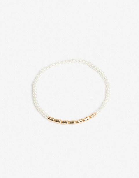Pulseras Elásticas Perla Pulsera Elástica De Perlas - Dorado