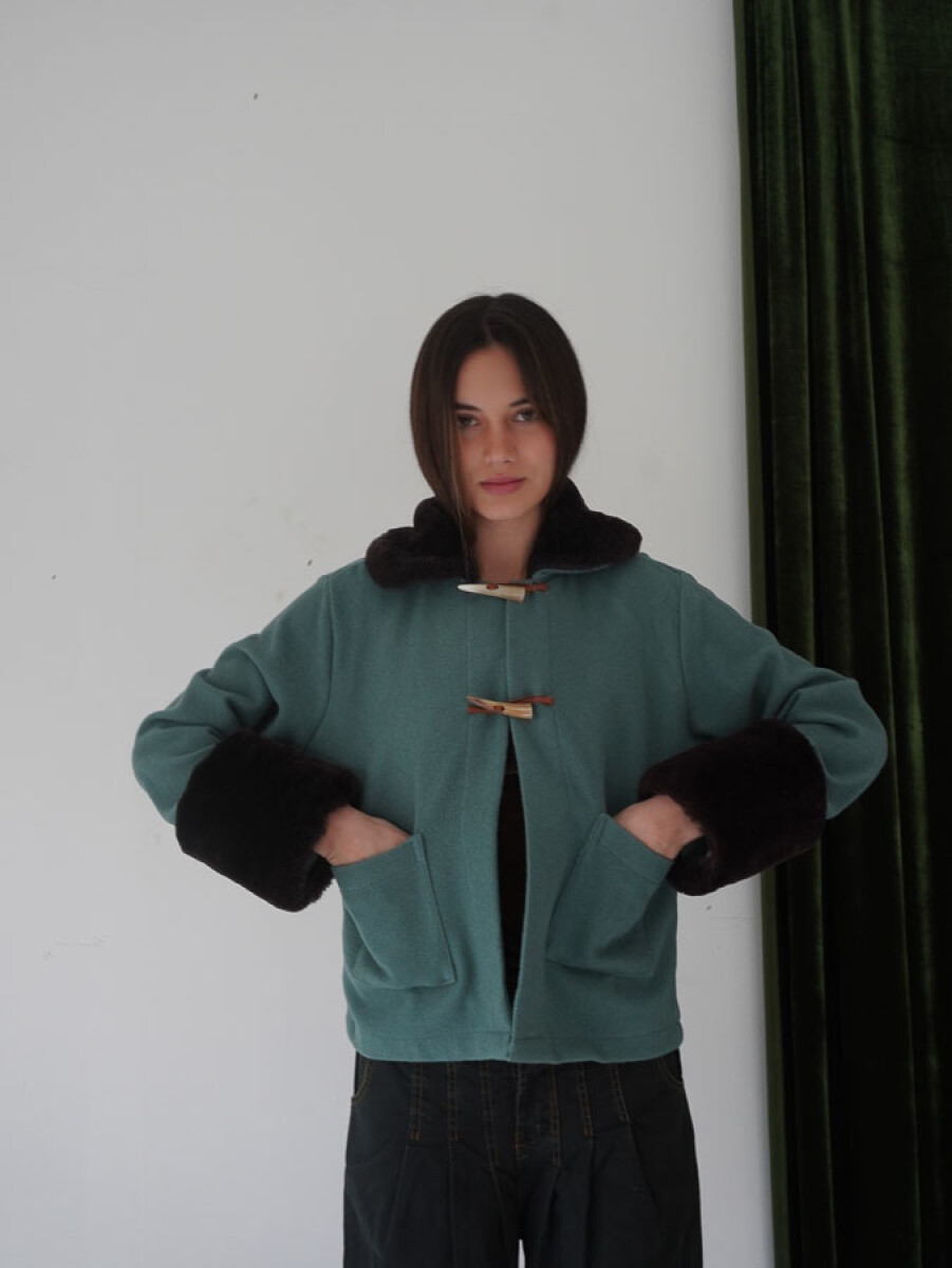 Campera New Jersey - Base Petróleo / Corderito Chocolate 