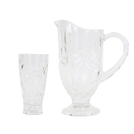 Jarra de vidrio + 6 vasos de vidrio Jarra de vidrio + 6 vasos de vidrio