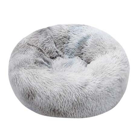 Cama Cucha Puff Redondo 80cm De Felpa P/ Mascotas Perro Gato Gris Claro