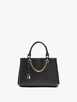 Bolso Tote Con Textura Y Penduro negro