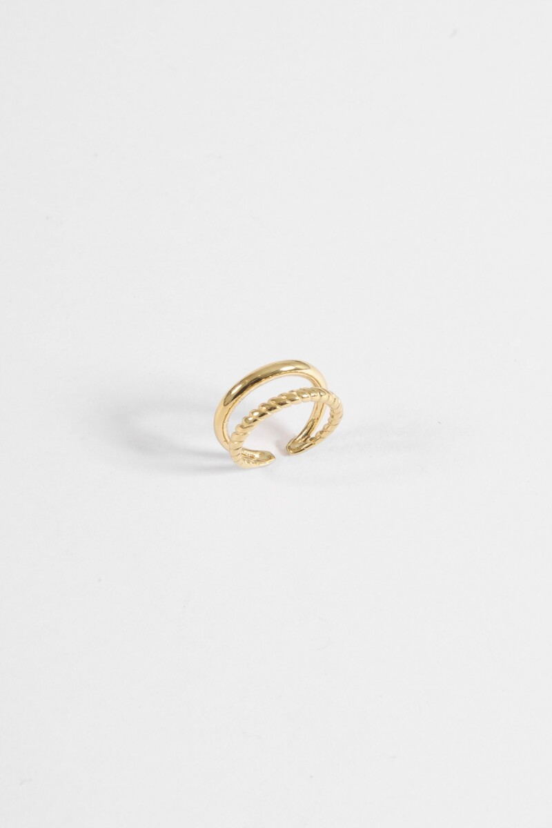 Anillo acero doble dorado