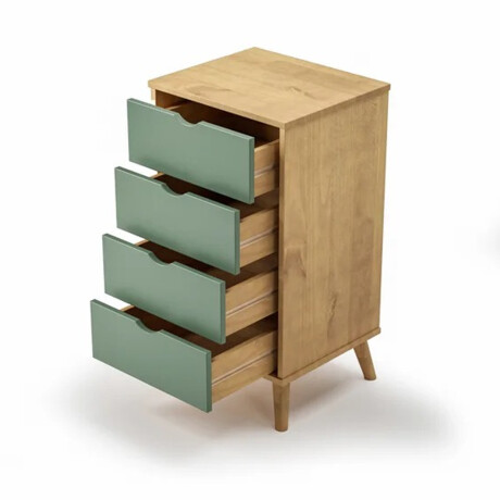 Cómoda en madera maciza con patas - 4 cajones MADERA -VERDE