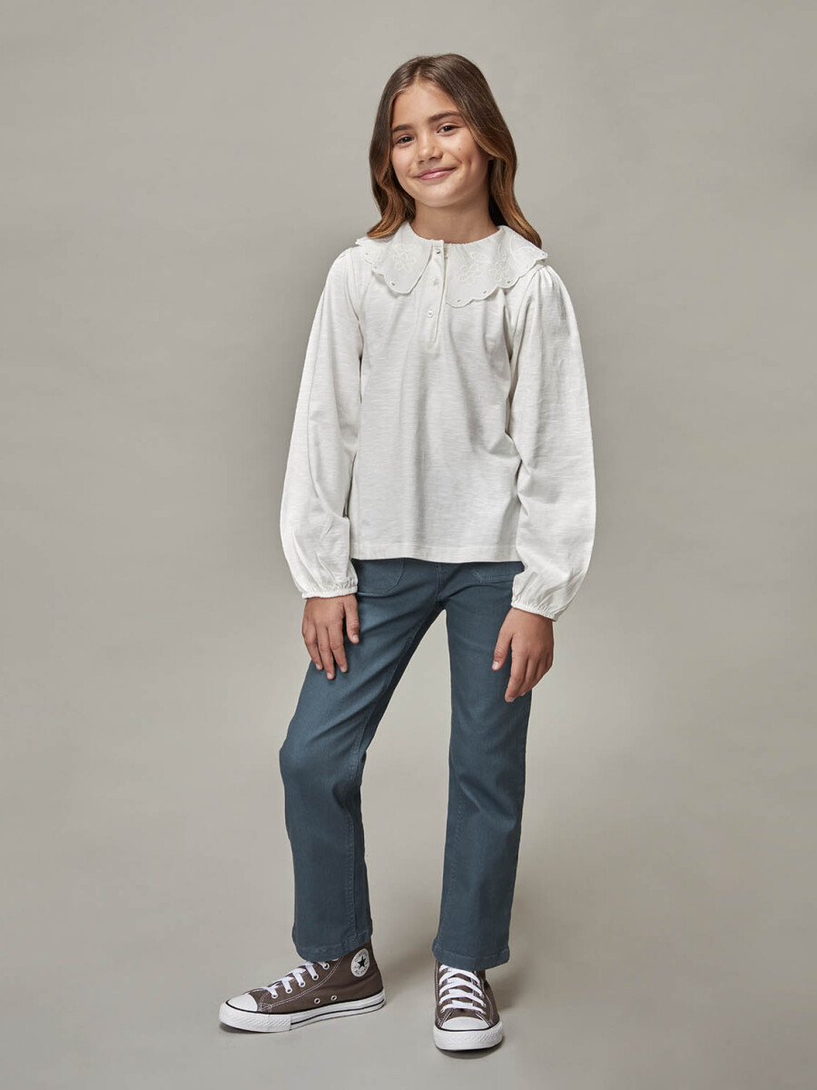 Pantalon De Sarga Con Bolsillos Delanteros Petroleo