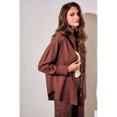 Camisa Lino Chocolate