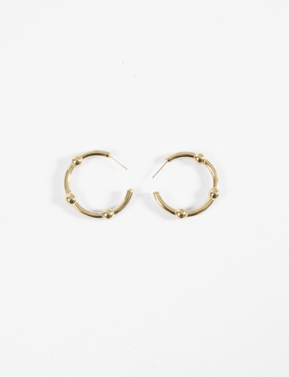 Aros acero con bolitas - dorado 