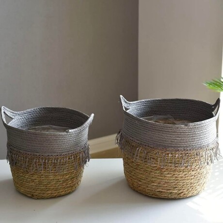 Canasto Seagrass 28 cm Gris