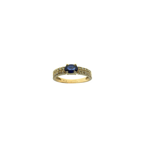 Anillo de oro amarillo 18k con brillantes y zafiros N8772 Anillo de oro amarillo 18k con brillantes y zafiros N8772