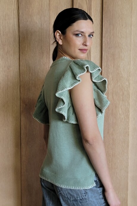 Musculosa Tropical Verde Malva