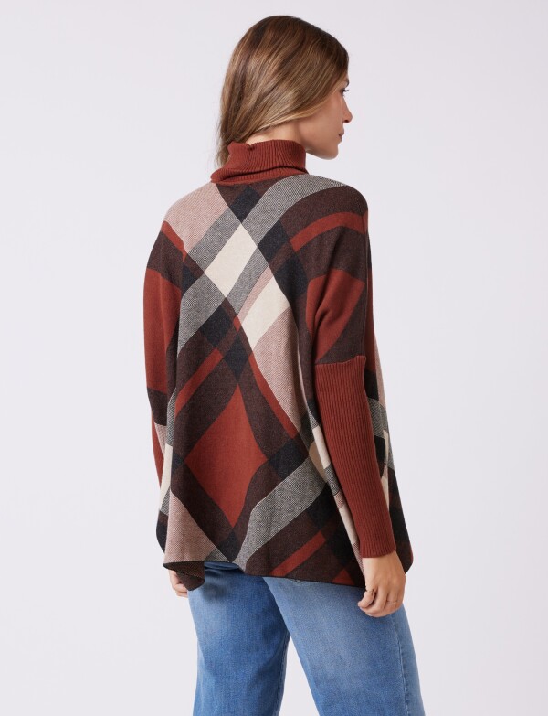 Polera Poncho Oversize MULTI/MARRON