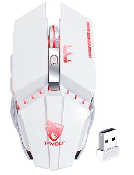 Mouse gamer inalámbrico T-Wolf Q15 con batería integrada Blanco